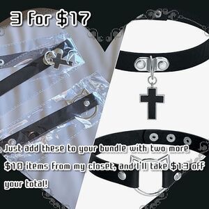 Lot of 2 | NWT black faux leather o-ring chokers